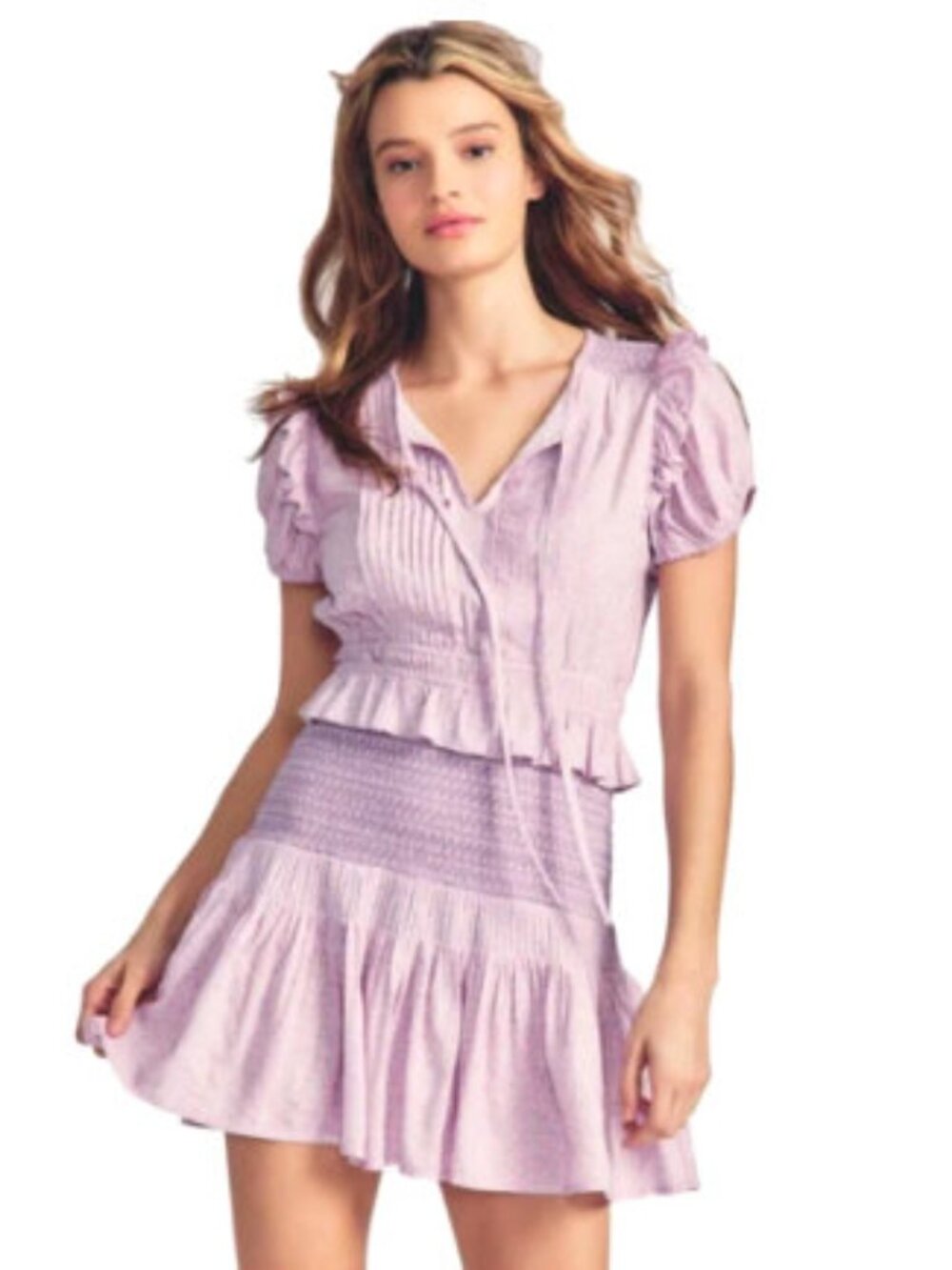 LoveShackFancy Toto Mini Dress Lavender Floral Smocked Size S - Picture 2 of 10